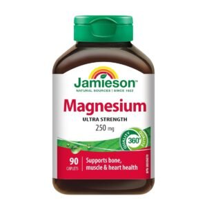 Jamieson Ultra Strength Magnesium 250 mg, Electrolytes, Supports Overall Health, Bone Health, and Muscle Function. Non-GMO, Gluten-Free, 90 Caplets